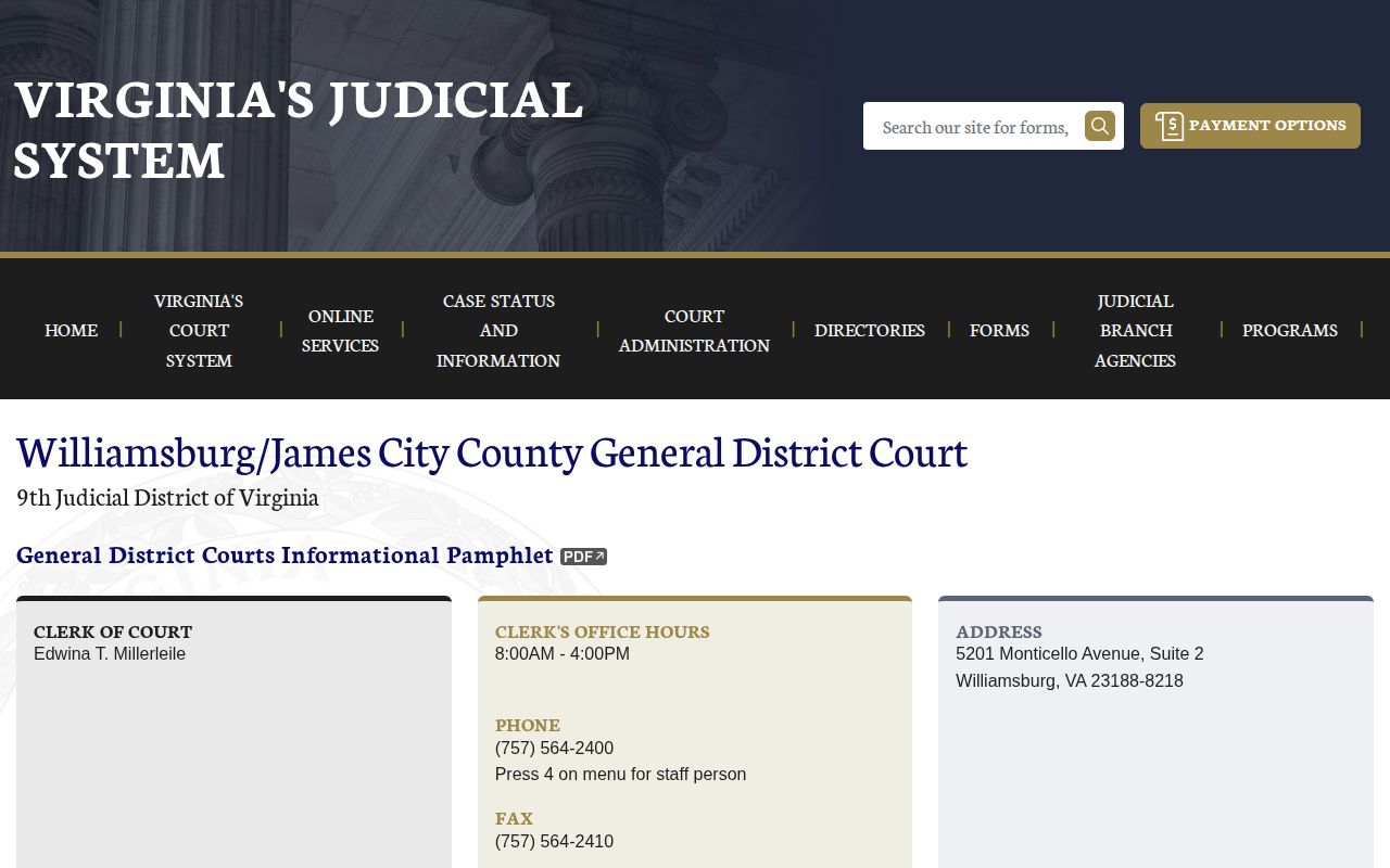 James City County parole and probation local court record access